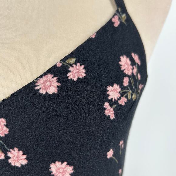 Reformation Jade Floral Open Back Midi Dress Black Pink V-Neck Cruise Size XS - Picture 4 of 7